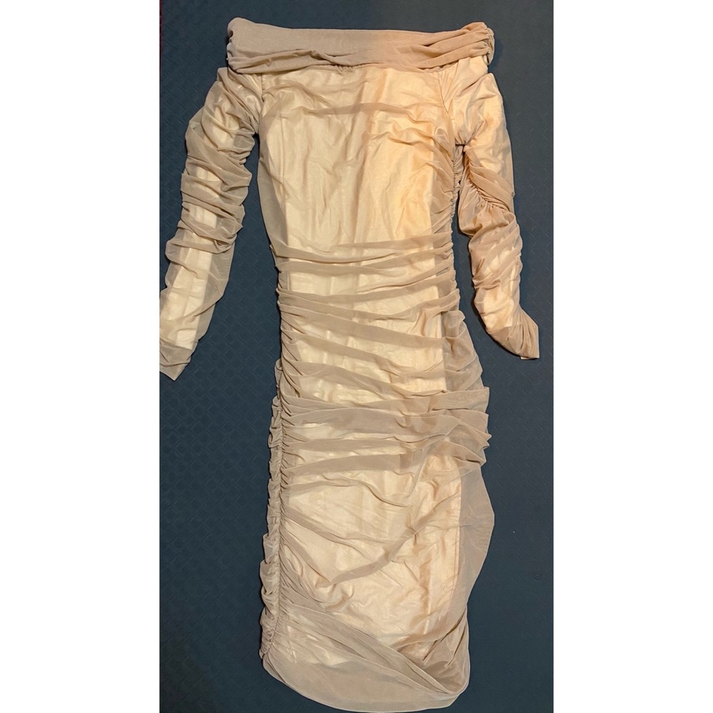 Nude Midi Ruched Dress - Picture 2 of 2